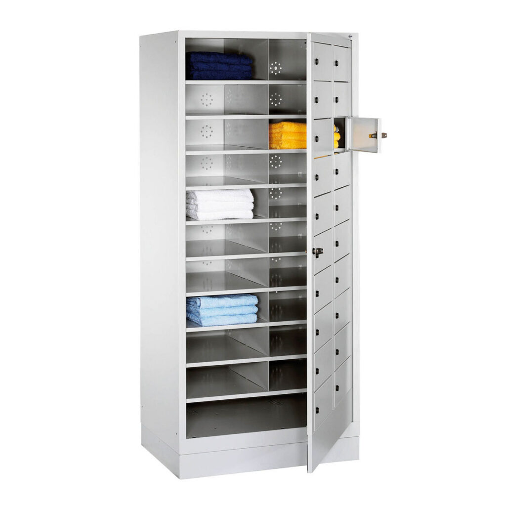 Wäscheausgabe-Schrank mit Sockel