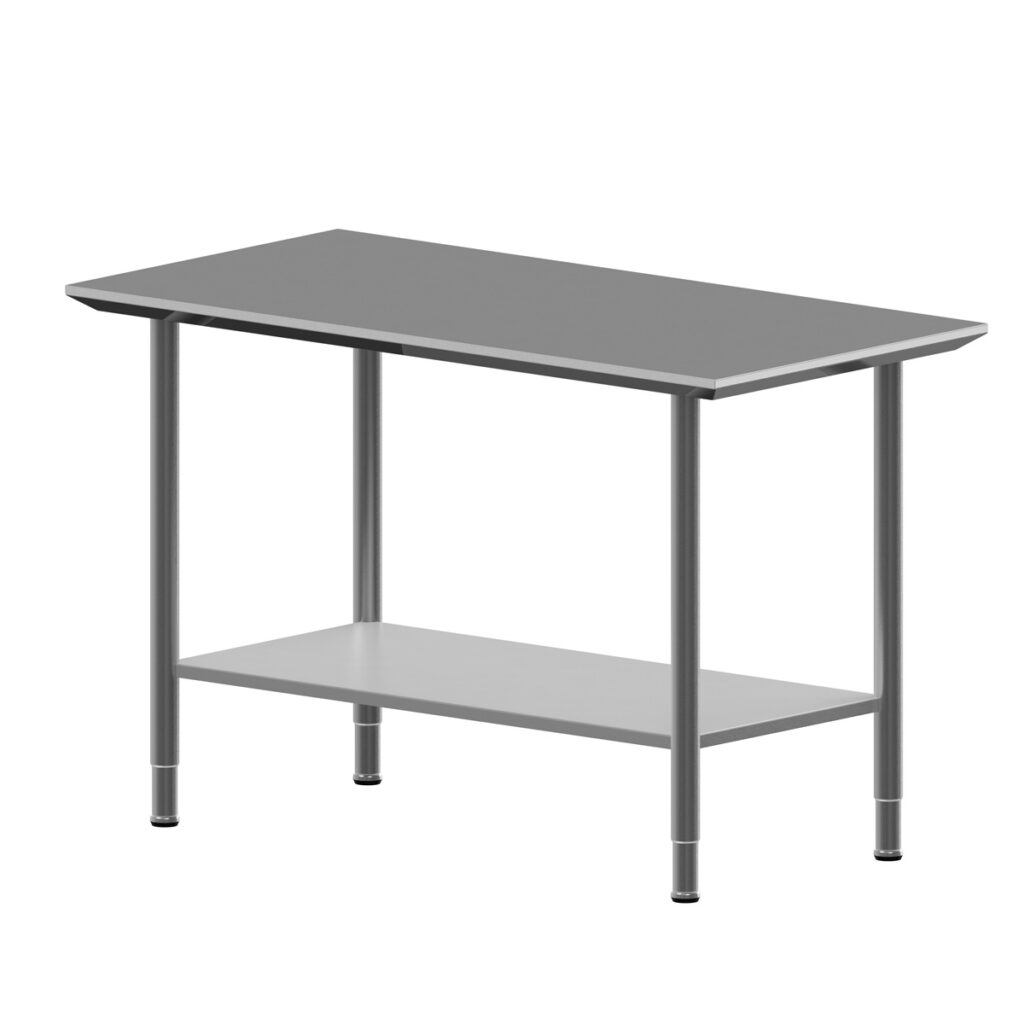 Hygienic design table, substructure with shelf