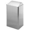 Garbage container with self-closing flap
